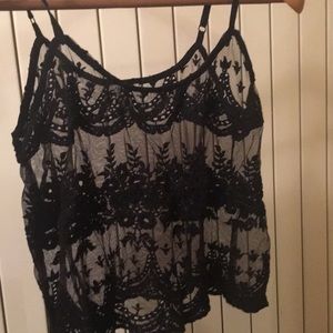 Black Lace Crop Top